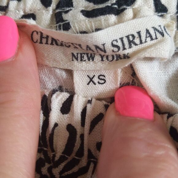 Christian Siriano New York linen/rayon wide leg cream & black pants XS - Picture 5 of 7
